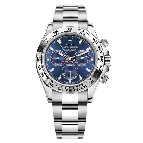 rolex daytona white gold blue sapphire|rolex blue dial.